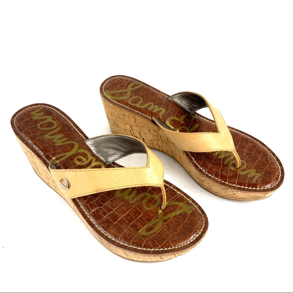 Sam Edelman Romy Thong Cork Wedge Sandals Size 8.5